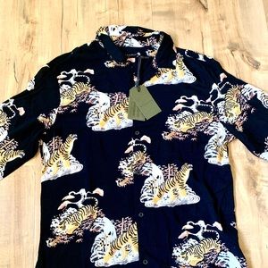 All Saints Kirshma Slim Fit Shirt in Black